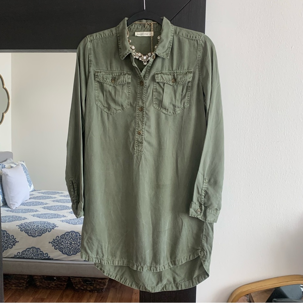 HOT ITEM!! Abercrombie & Fitch green shirt dress - size small
